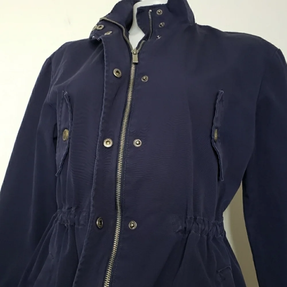 POPSUGAR Drop-Shoulder Anorak Jacket Navy blue drawstring waist - Picture 4 of 11